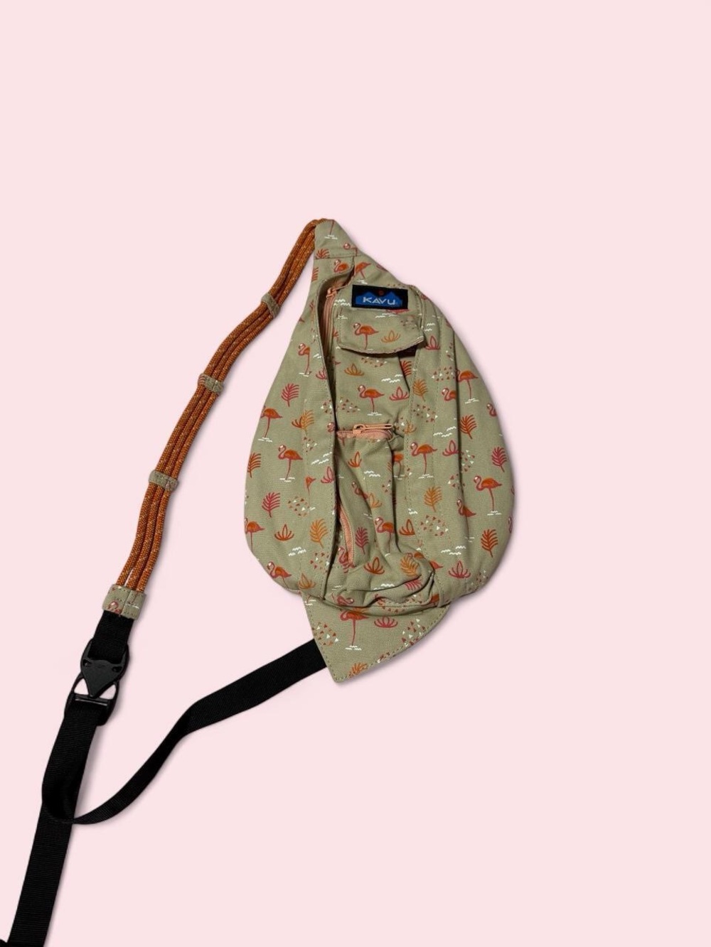 Kavu Olive Flamingo Rope Sling Bag